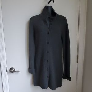 J. Crew Gray Wool Long Car Coat Style Sweater XS,